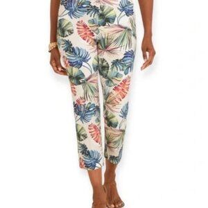 Chico's Secret Stretch Palm-Print Straight-Leg Crops Size 12 /2 $88 NWT